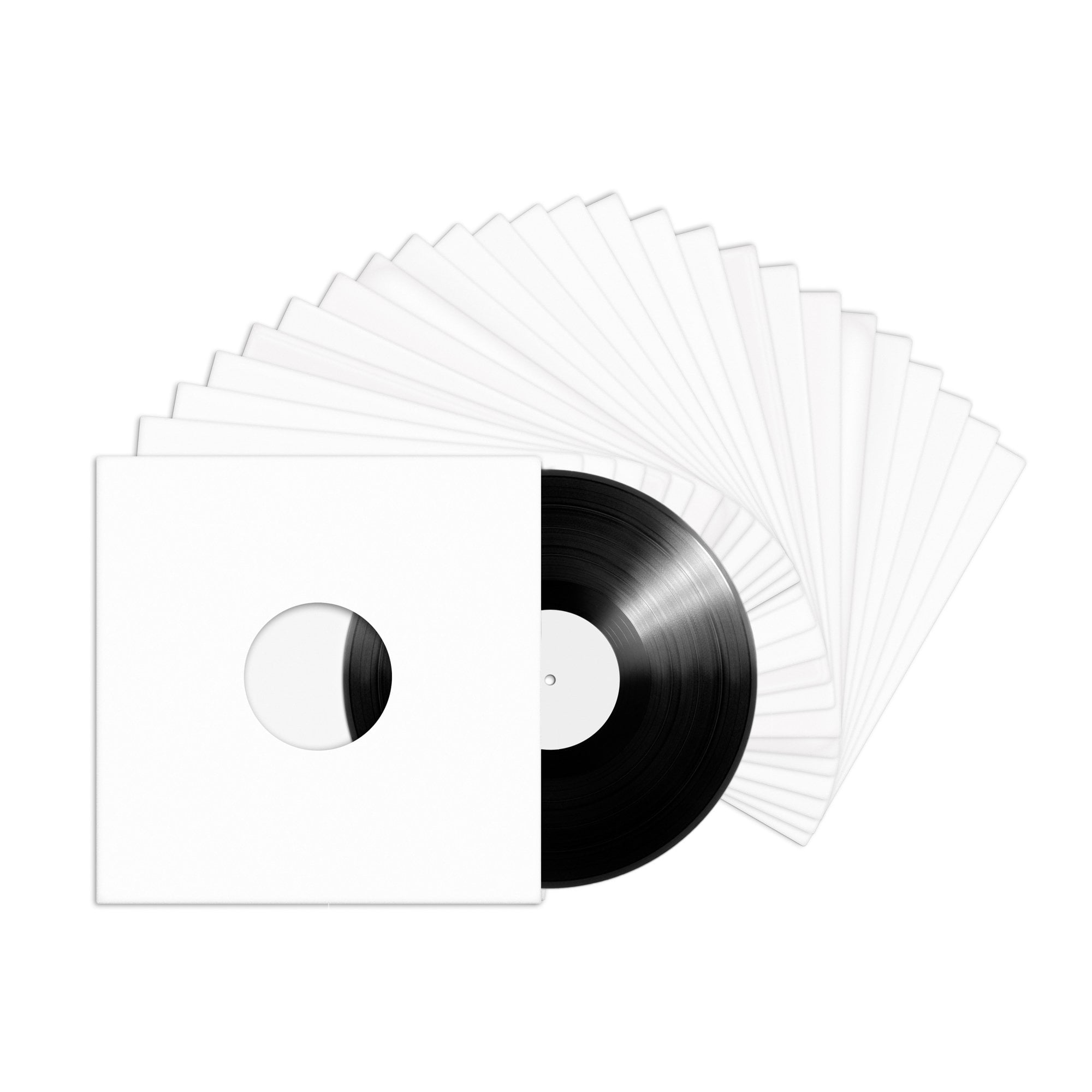 Tunephonik 12 inch LP Vinyl Record Jackets - White Coated w/ Center Hole 25 Pk