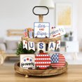 thumbnail image 1 of Tupukom 4th of July Decorations Patriotic Wooden Table Sign Independence Day Red White Blue Decor Centerpieces for Home Tabletop Party Decor, 1 of 6