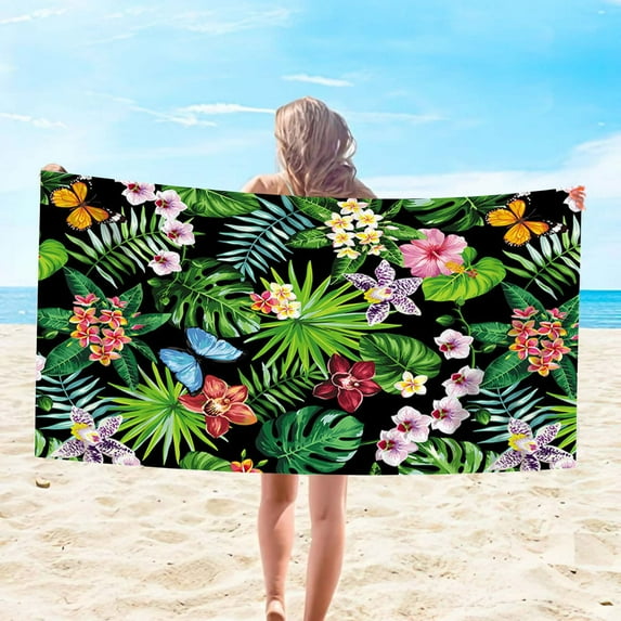 Tupukom Up to 65% Off Oversized Beach Towels 29.5"x59" Quick Dry Non-slip Compact Lightweight Colorful Sandproof Bath Towel for Summer Vacation Essentials & Holiday Cruise Essentials