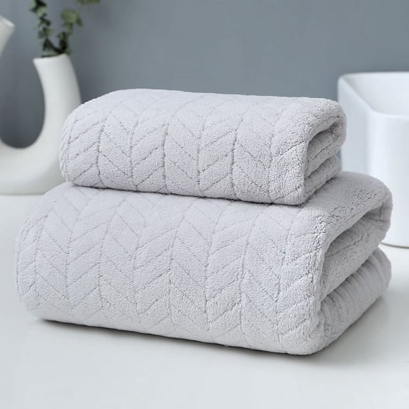 Tupukom Bath Towel Sets on Soft Feel Highly Absorbent Quick Drying Machine Washable & Durable Cotton Face Cloths for Bathroom Body Shower Beach Travel,2pcs