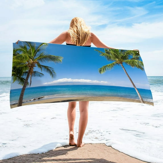 Tupukom Beach Towels Oversized 29.5"x59" Quick Dry Sandproof UV-Resistant Beach Blankets with Non-Slip Backing Cruise Essentials Vacation Accessories Lounge Chair Cover