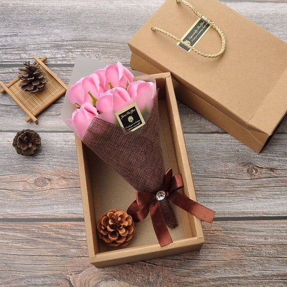 Tupukom Mothers Day Gift Ideas Artificial 5 Roses Flower Leaf Mother's Day Bouquet Wedding Home Decoration