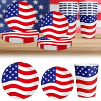Tupukom 4th of July Day Patriotic Decorations Dinner Party Tableware 10PCS 9" Paper Disposable Plates Patriotic Party Accessories