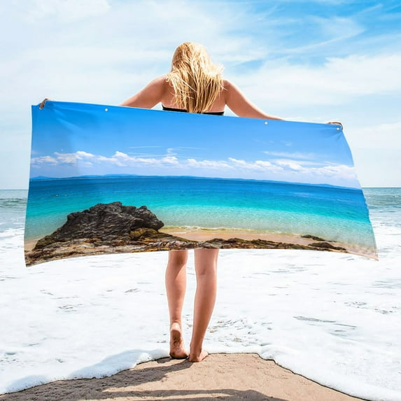 Tupukom Summer Beach Towels for Adults 29.5"x59" Sandproof Non-Slip Machine Washable Quick Dry Beach Blanket Pool Towel Cruise Accessories Must Haves Vacation Lounge Chair Cover