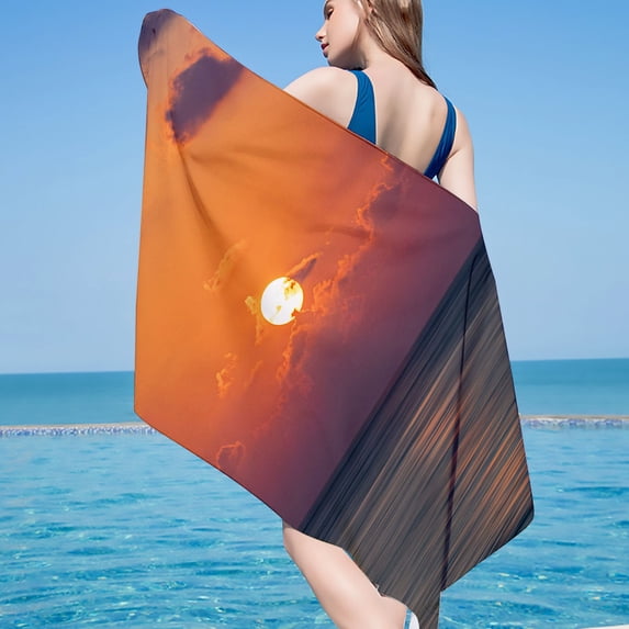 Tupukom Summer Oversized Beach Towels 29.5"x59" Non-Fading Striped Patterns Quick-Dry Sandproof Beach Mat for Poolside & Beach Lounging Camping Picnic Trips