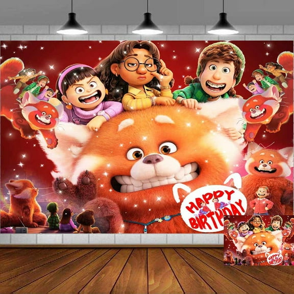 turning red Backdrop Banner Party Supplies Poster Movie Theme Background for Photography Kids Birthday Decorations