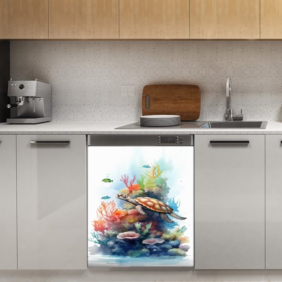 turtle Dishwasher Magnet Cover Decorative Sticker for Home Cabinet Kitchen 23" x26"