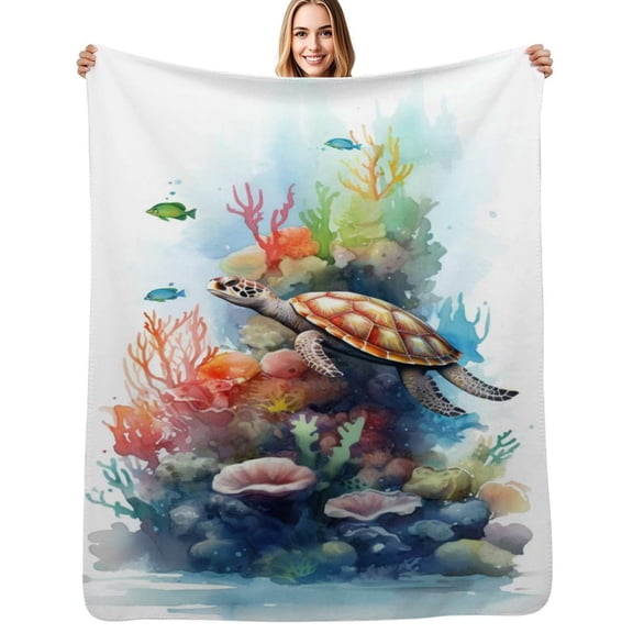 turtle Flannel Blanket Warm Soft Bedding Throws Winter Camping Chair Sofa Bed