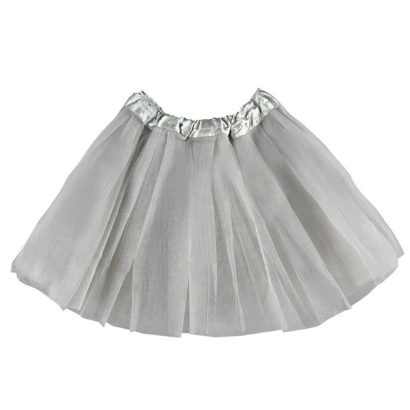 tutu skirt; Toddler Layered Tulle Classic Princess Dress-up Tutu Skirt, Silver One Size