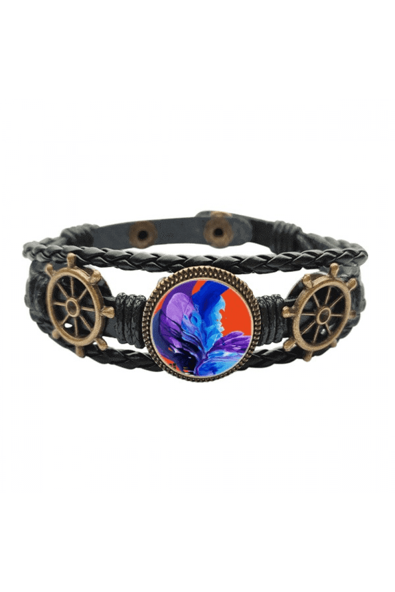 twin flames surround day Leather Braided Ocean Bracelet Wristband