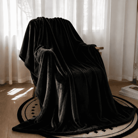 Twin Size Bed Blanket, 60x80 inch Soft & Warm Throw Blanket for Sleep Snap, Lightweight Reversible Blankets and Cozy Throws for Bedroom Office Travel Camping & Home Decor, Black