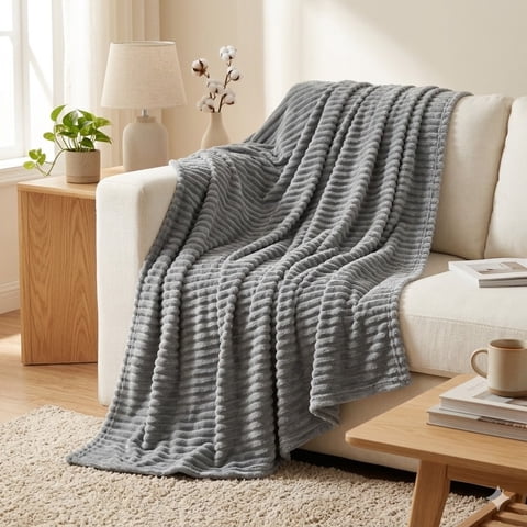 Twin Size Blanket,Extra Soft Strip Blanket, Plush Fuzzy Cozy Bed Blankets and Throws for Couch,Bed,Sofa,Lightweight and Versatile Throws for Office Bedroom Picnic Home Decor,60x80" Gray