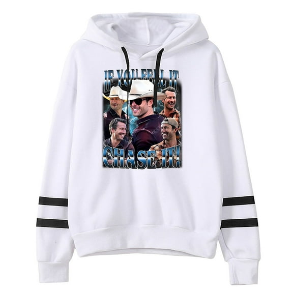 twisters merch Glen Powell If You Feel It Chase It hooded drawstring pocketless sweatshirt men/women pullover