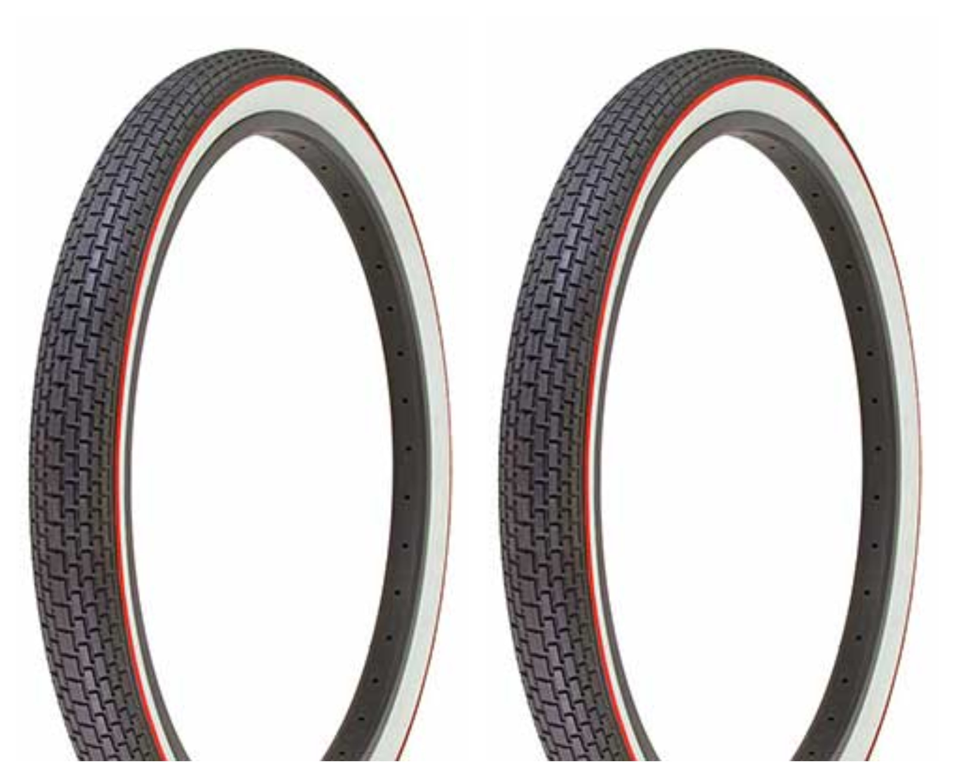 two Tire Duro 26 x 2.125 Black/White Side Wall Red Line HF-120A.