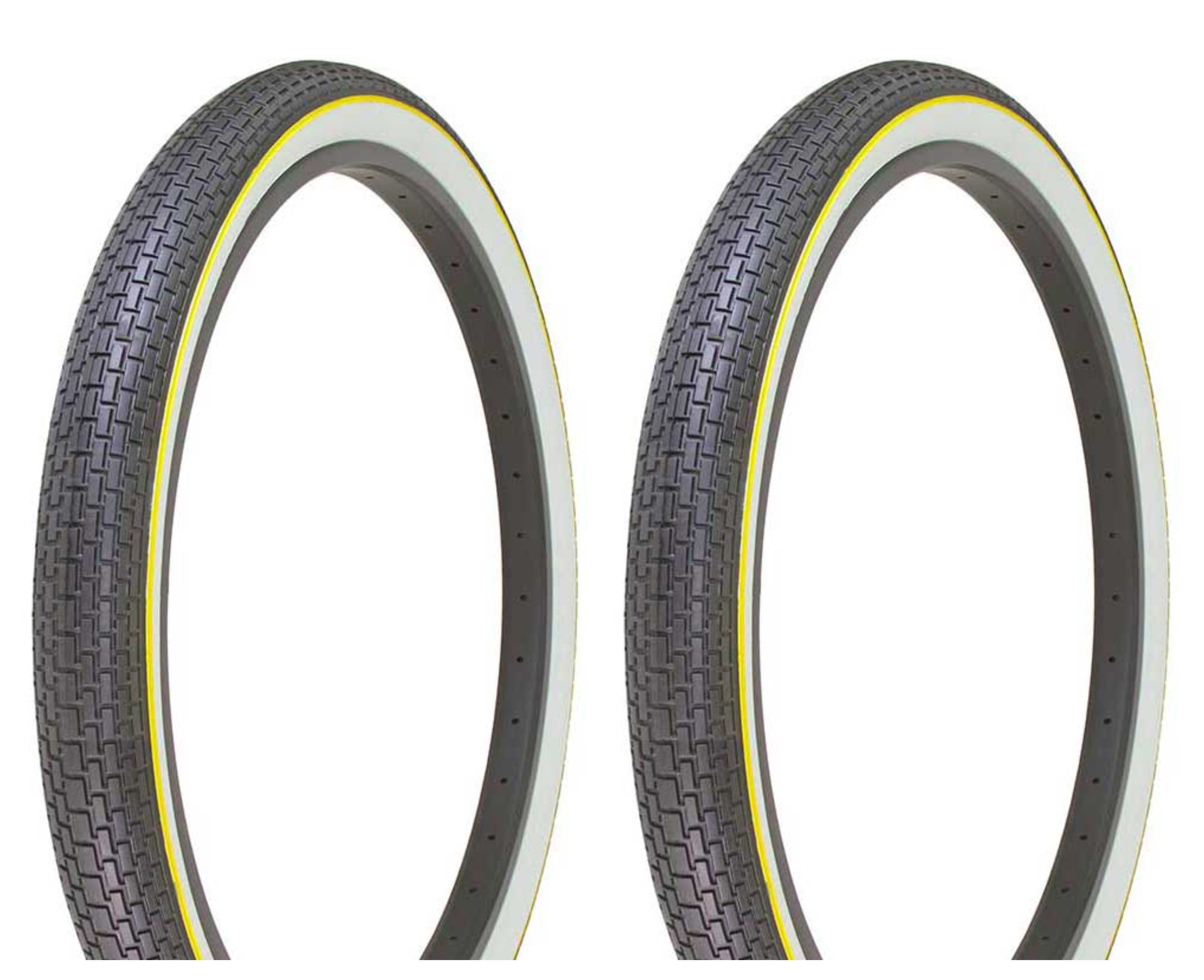 two Tire Duro 26 x 2.125 Black/White Side Wall Yellow Line HF-120A.