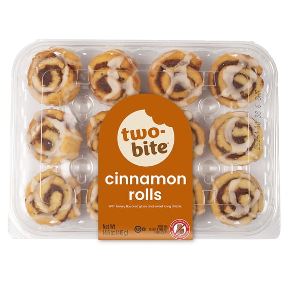 two-bite Mini Drizzled Cinnamon Rolls, 14.6 oz, 12 Count (Bakery Fresh, Breakfast, Pastry Goods)