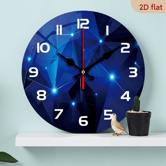 This two-dimensional "Deep Blue Geometric Design" theme wall clock features a silent quartz movement and is an ideal choice for wall decoration. It enhances the festive atmosphere.