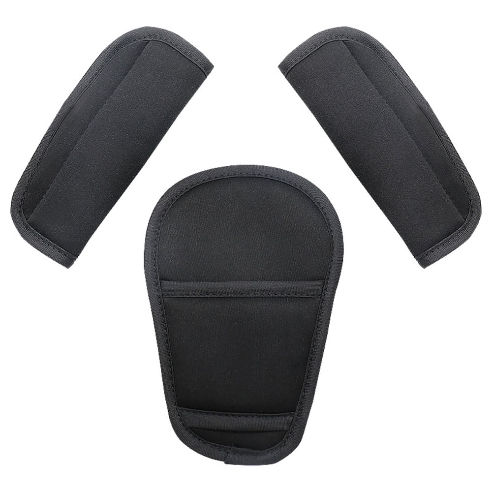 two sets 3 Pieces Shoulder Crotch Pad Compatible with Car Seat Stroller High Chair, Harness & Strap Comfort Cushion （black）