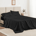 thumbnail image 1 of Twin-XL Bed Sheet Set 3 Piece, Hotel Luxury Super Soft 1800 Series Microfiber Bed Sheets Set, Wrinkle Free Breathable, Up to 16" Deep Pockets Sheets, Black, 1 of 9