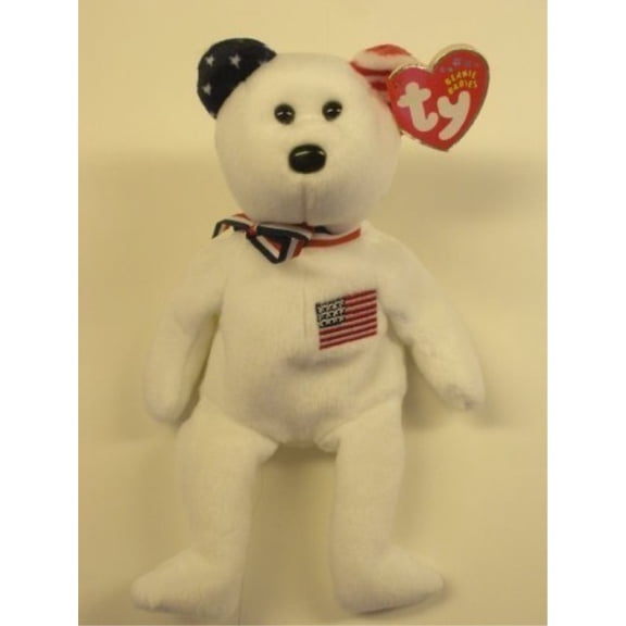 ty beanie baby - america the bear (white version - internet exclusive)