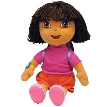 TY Dora The Explorer Original Beanie Buddy Large 17 inch Yarn Hair