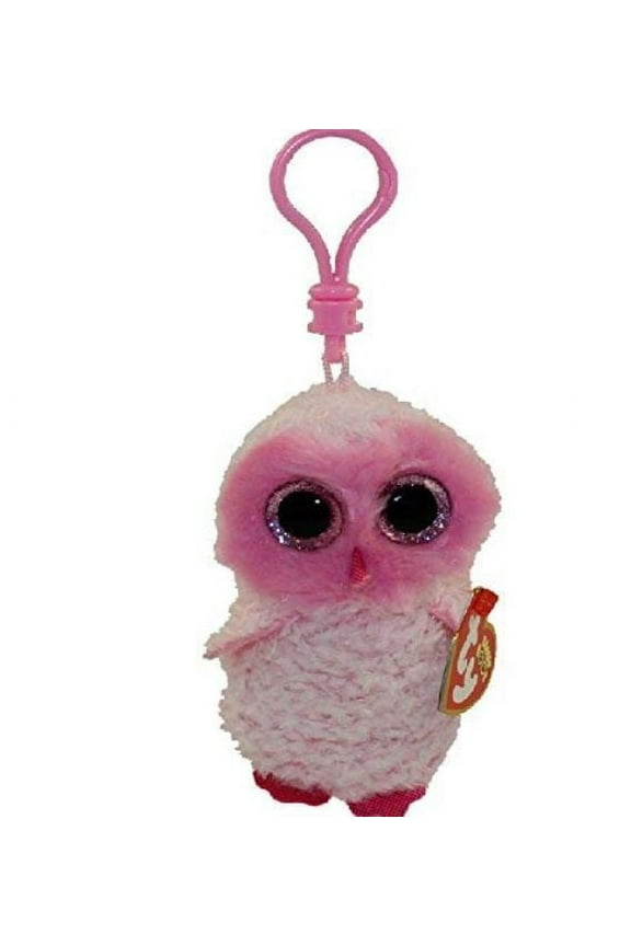 twiggy pink owl clip key chain plush
