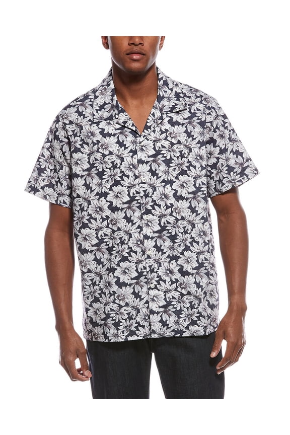 tyler böe mens Vintage Floral Camp Shirt, s, White