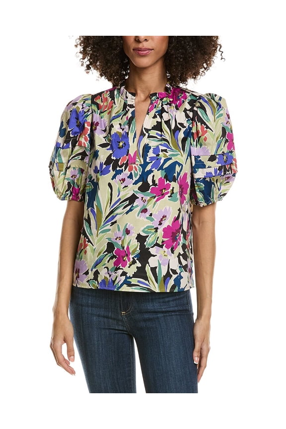 womens Jenna Watercolor Blouse, xs, Beige