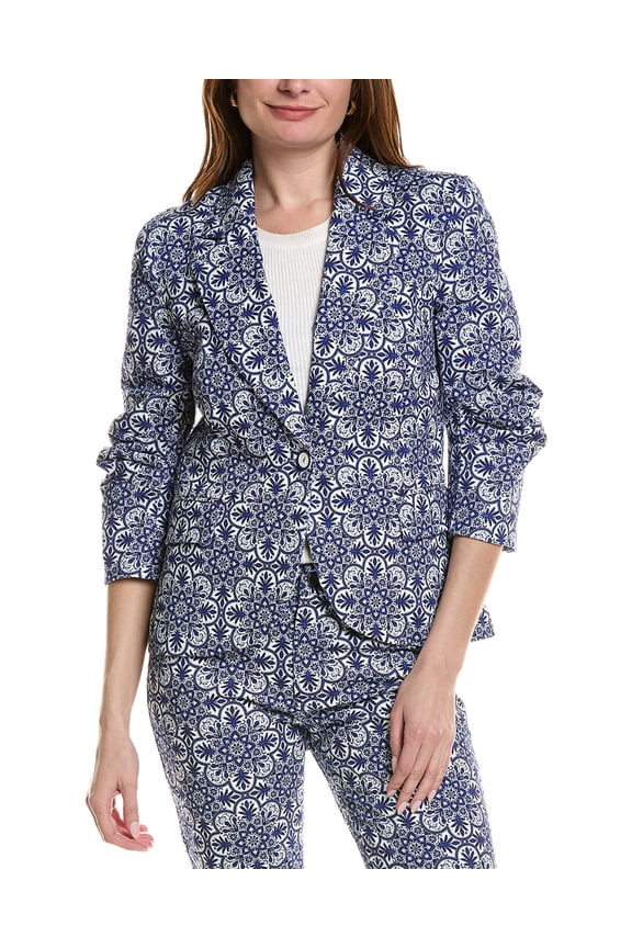 tyler böe womens Taylor Twill Medallion Jacket, 4, Blue