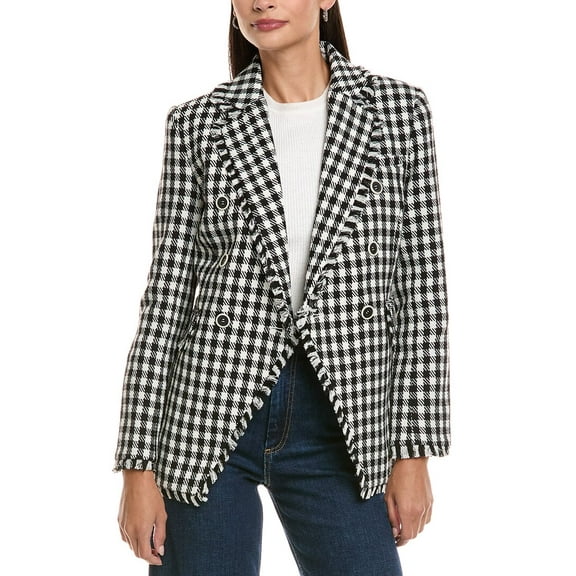 tyler böe womens  Tommy Check Cutaway Jacket, 2, Black