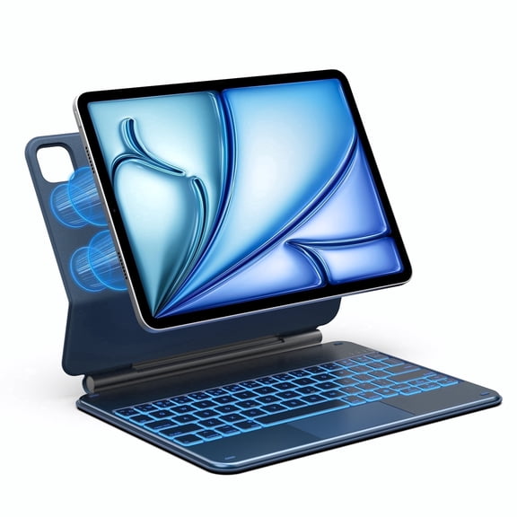 typecase Case With Keyboard for iPad Air 11-inch (M4/M3/M2, 2026/2025/2024), Trackpad, 11 Colors Backlit, Magic Wireless Keyboard for iPad Pro 11", Air 5/4, Pacific Blue