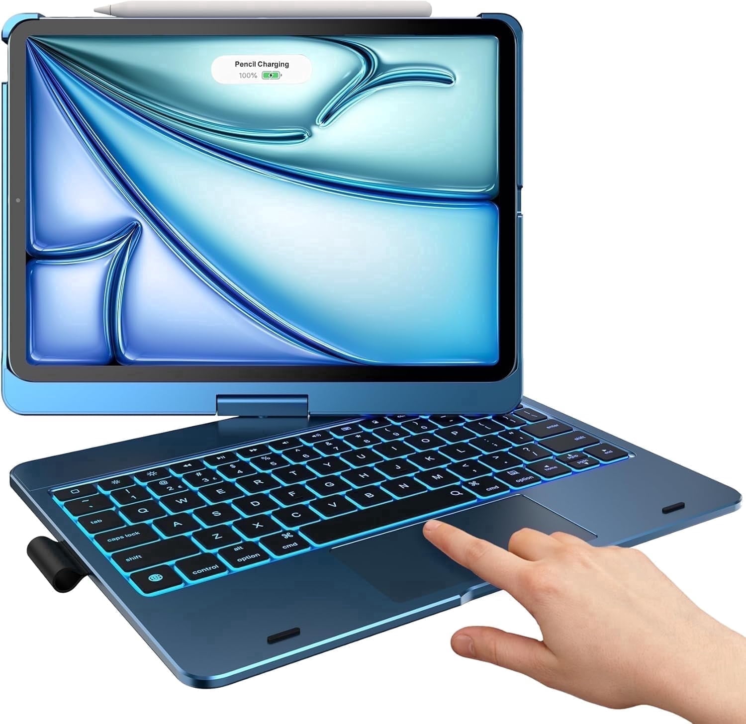 typecase Keyboard Case with Trackpad for iPad Air 11-inch (M4/M3/M2, 2026/2025/2024), Pro 11", Air 5 & 4, 360° Wireless Backlit Keyboard with Pencil Holder, Pacific Blue