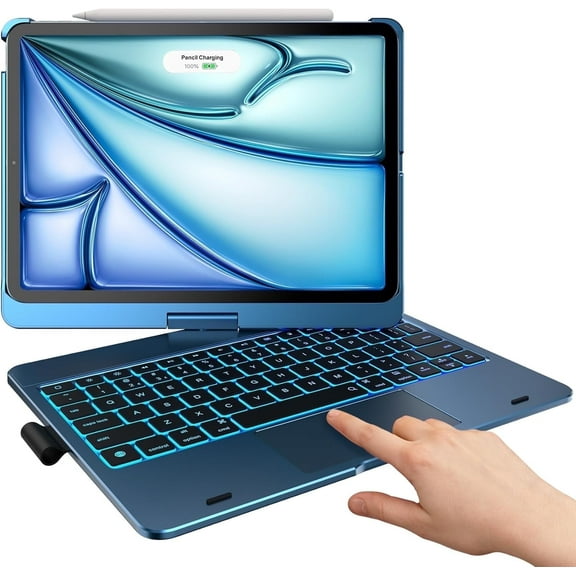 typecase Keyboard Case with Trackpad for iPad Air 11-inch (M2, 2024), iPad Pro 11 2022 & iPad Air 5th & 4th Gen 10.9-inch, 360° Wireless Backlit Keyboard with Pencil Holder (Pacific Blue)