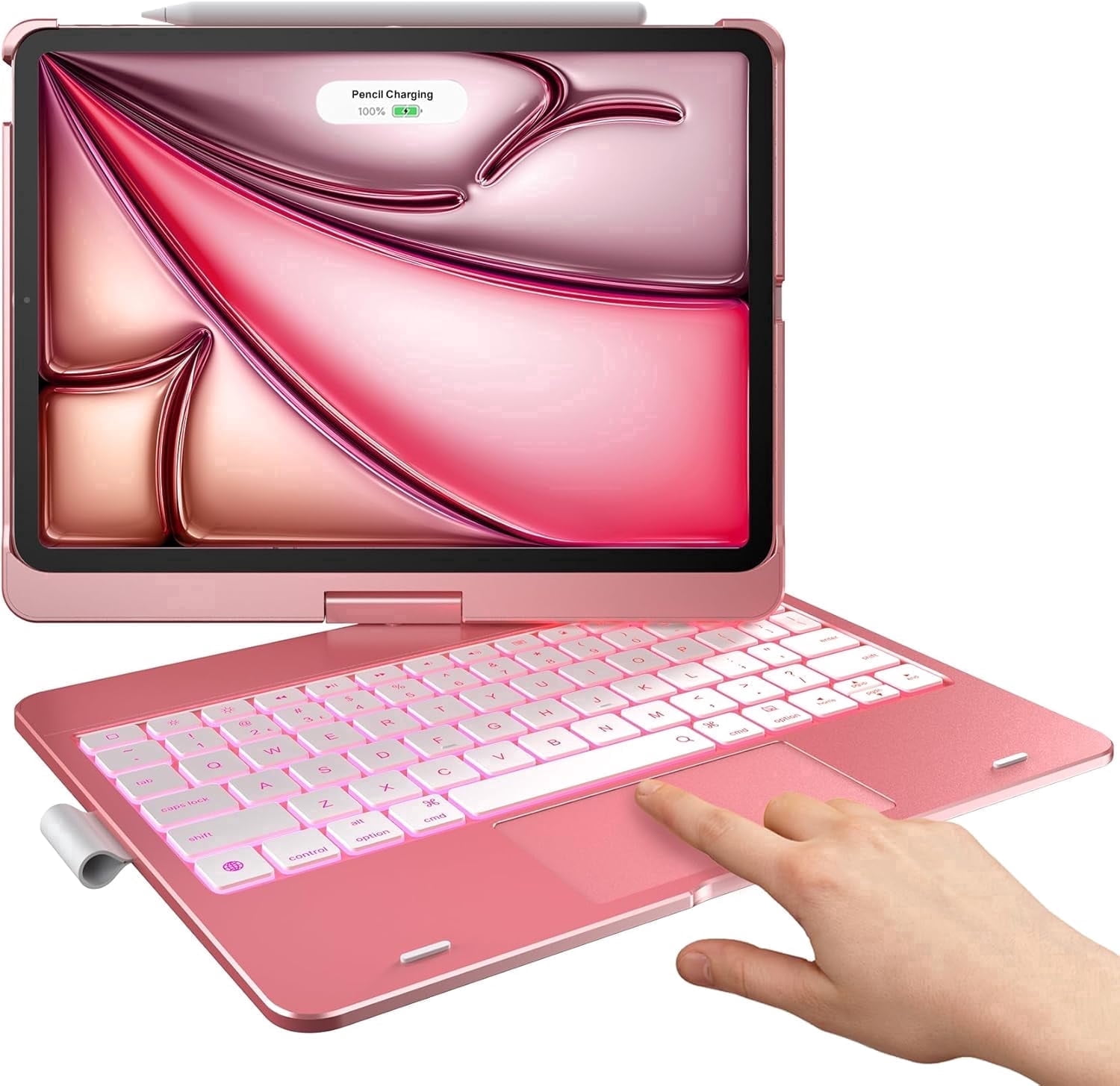 typecase Keyboard Case with Trackpad for iPad Air 11-inch (M4/M3/M2, 2026/2025/2024), Pro 11", Air 5 & 4, 360° Wireless Backlit Keyboard with Pencil Holder, Pink