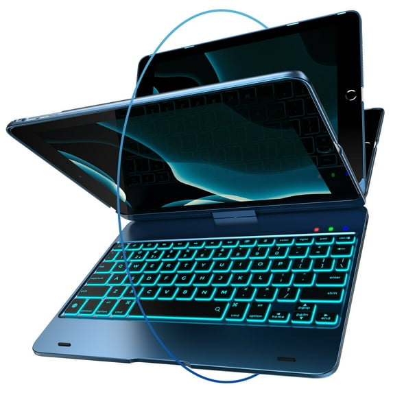 typecase Keyboard Case for iPad 2018 (6th Gen) - 2017 (5th Gen) - Pro 9.7 - Air 2 & 1 - Thin & Light - 360 Rotatable - Wireless/BT - Backlit 10 Color - Keyboard Case 9.7 (Pacific)