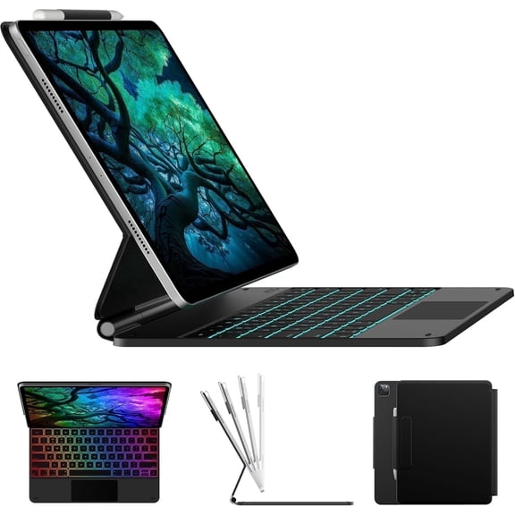 typecase Keyboard Case for iPad Air 13"(M4/M3/M2, 2026/2025/2024), iPad Pro 12.9"(3rd-6th Gen) - Wireless with Trackpad, Thin & Backlit, Slim Rugged Folio,Black