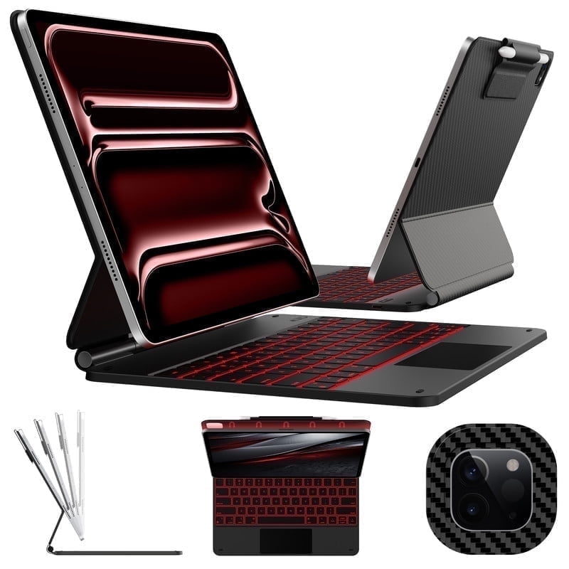 Typecase keyboard case for iPad Pro 13-inch (M5 2025/M4 2024), Magnetic Stand, Multi-Touch Trackpad, 11 Colors Backlight  (Carbon Fiber)