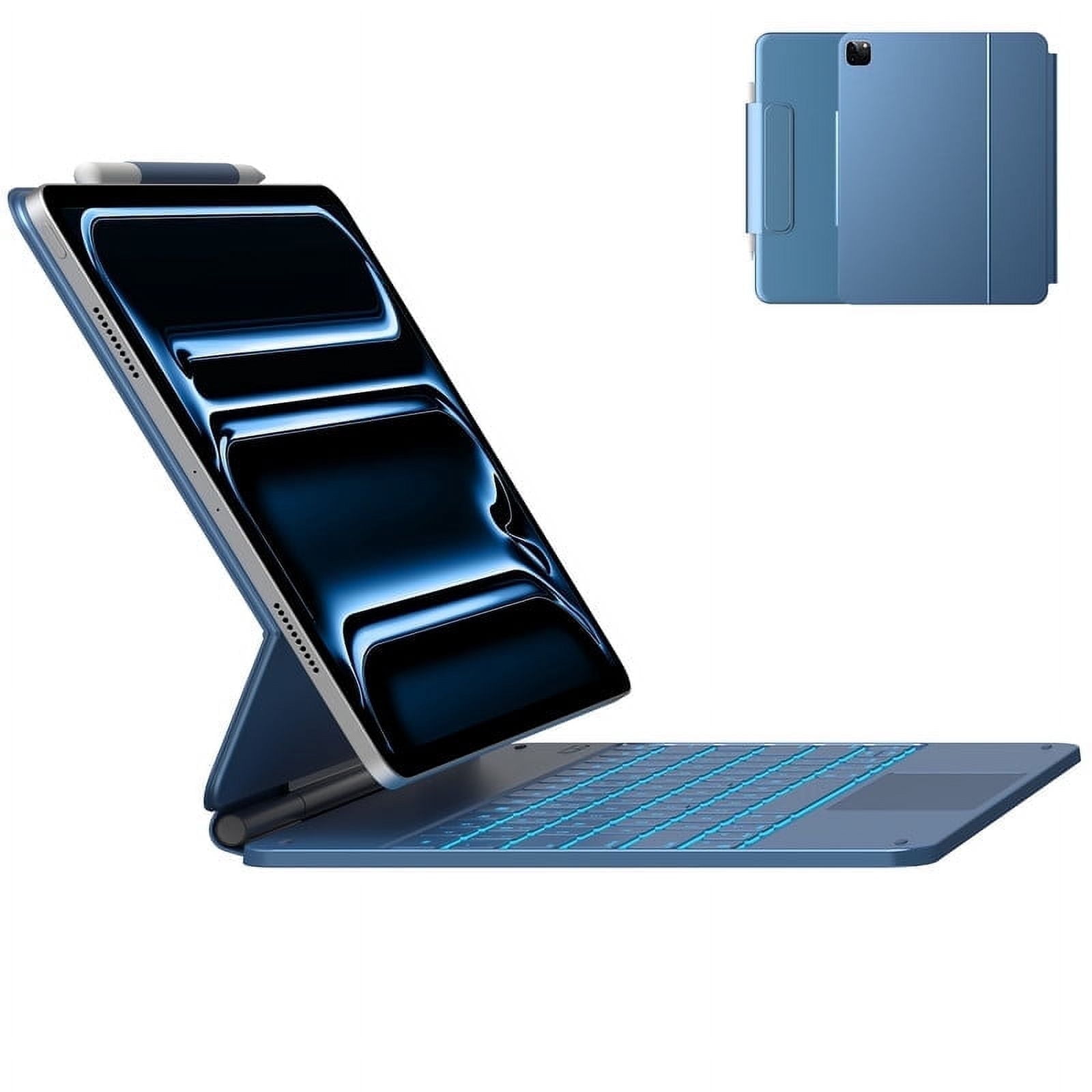 typecase Magic Keyboard Case for iPad Pro 13-inch (M4, 2024), Magnetic Stand, Multi-Touch Trackpad, 11 Colors Backlight with Pencil Holder (Pacific Blue)