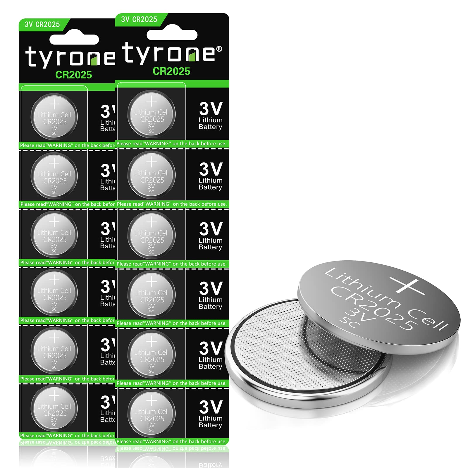 tyrone CR2025 3V Lithium Battery High Capacity Button Cell Battery, 12