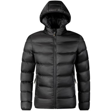 tzhuwd Men's Hooded Down Jacket Lightweight Autumn and Winter Warm Top Fashion Solid Color Loose Comfortable Warm Coat