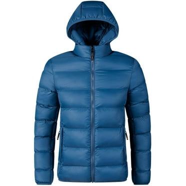 tzhuwd Men's Hooded Down Jacket Lightweight Autumn and Winter Warm Top Fashion Solid Color Loose Comfortable Warm Coat
