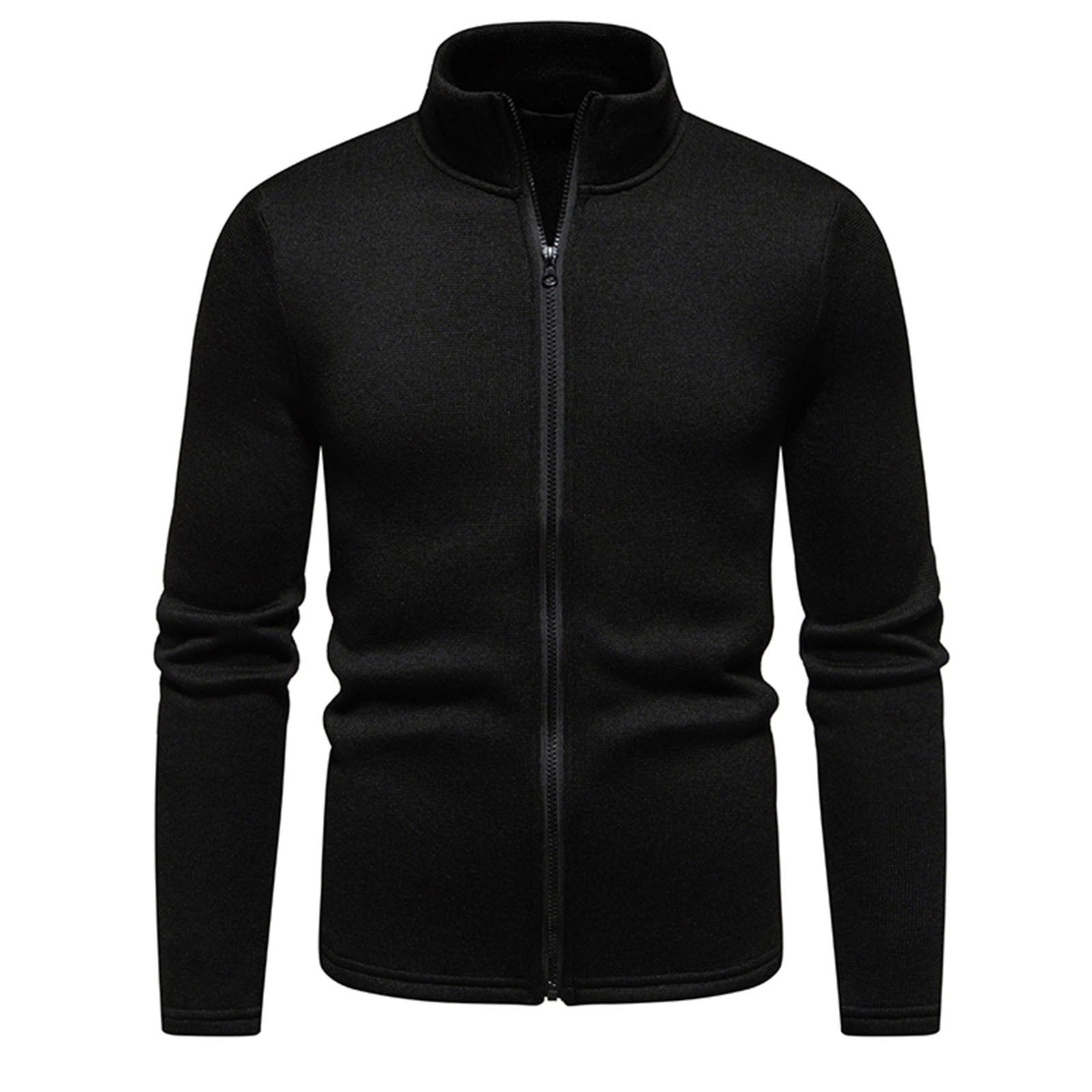tzhuwd Men's Stand Collar Jacket Solid Color Zipper Coat