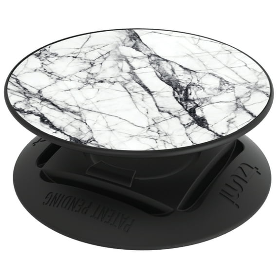 tzumi nuckees - Phone Grip and Stand for Smartphones and Other Electronic Devices - Reusable and Magnetic Mount-Friendly - White Marble Design
