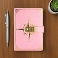 thumbnail image 1 of tzyudk A5 Lockable Password Notebook with Compass Pattern Personalized Diary Journal for Students Office Stationery Secure Writing Notebook with Combination Lock Paper Pink, 1 of 6