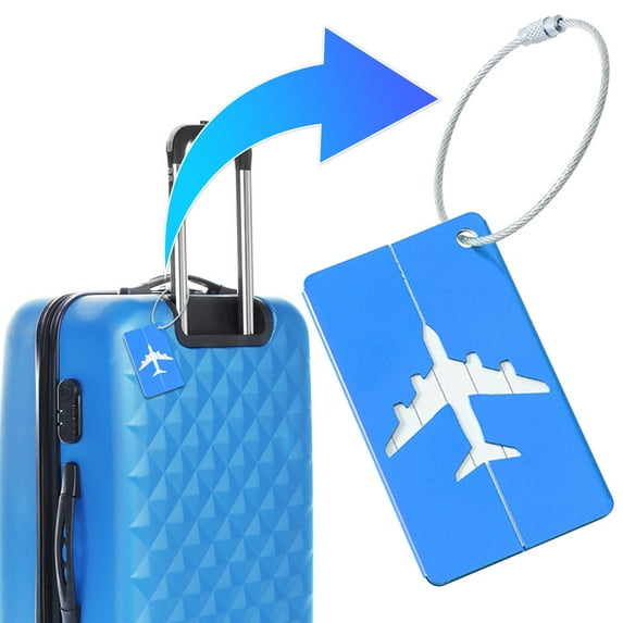 tzyudk Aluminium Alloy Luggage Tag For Suitcase Bag Tags For Baggage Handbag School Instrument Tag Label Travel Affordable Useful Blue Metal