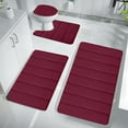 thumbnail image 1 of tzyudk Burgundy Bathroom Rugs Sets 4 Piece Memory Foam Non Slip Bath Mats for Bathroom Floor, U-Shaped Contour Toilet Rug, Soft Washable Dry Dark Bathroom Rugs Sets(Red), 1 of 9