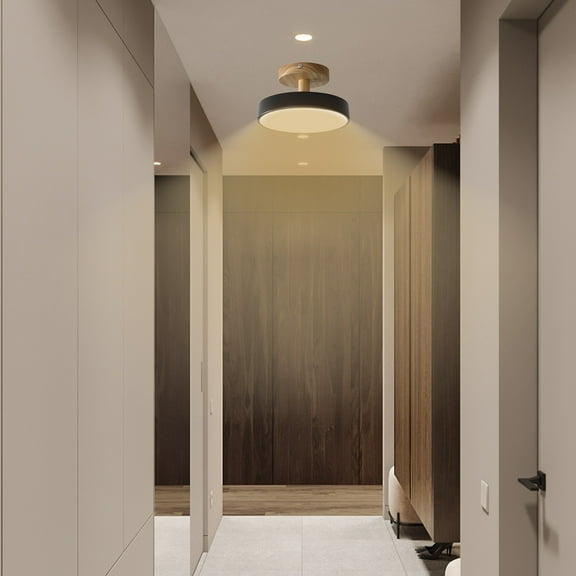 tzyudk Corridor Lights Hallway Lights Personalized Entrance Hall Lights Wooden Balconies Cloakrooms Lighting Fixtures Affordable Useful Black Metal