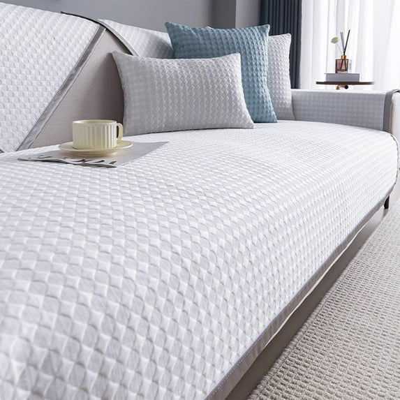 tzyudk Lce Silk Cool Summer Sofa Cushion Simples Solid Color Non-Slip Machine Washable Cool Sofa Cushion Double Sofa Affordable Useful White 100%Polyester