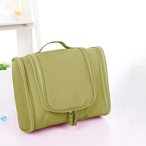 tzyudk Portable Hook Toiletry Bag Travel Cosmetic Storage Bag Cosmetic Bag Large Capacity Three-open Cosmetic Bag Affordable Useful Green Oxford Cloth