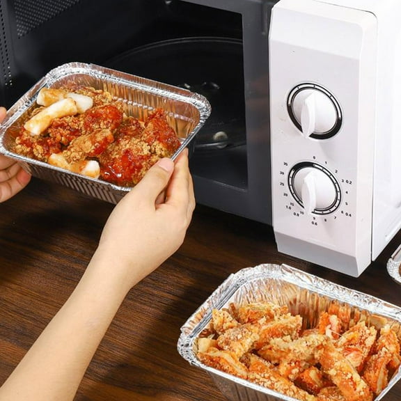 tzyudk Rectangular Tin Foil Tray Tin Foil Box Barbecue Special Thickened Bowl Takeaway Commercial Baking Disposable Aluminum Foil Packaging Box Affordable Useful Silver Metal